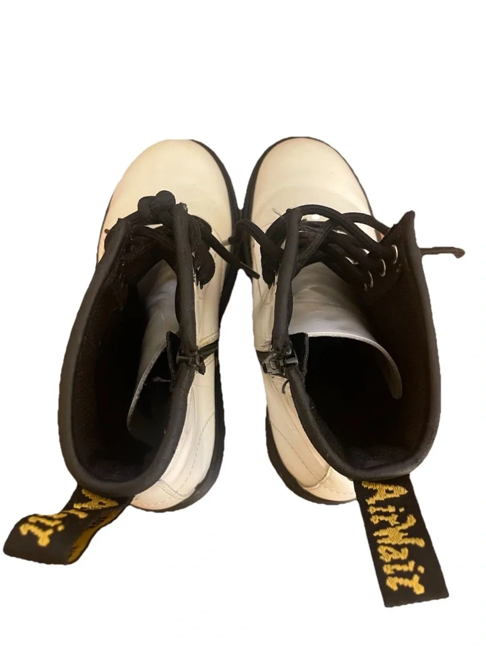 Dr.Martens Youth Kids Combat Boots White Leather Zip Punk 90’s 1460